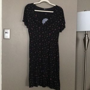 ASOS Daisy Street Black Floral Midi Dress